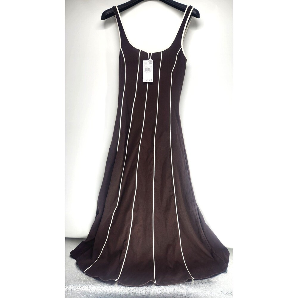 Mango MNG‎ Womens Small Brown Striped Cotton Dress NWT